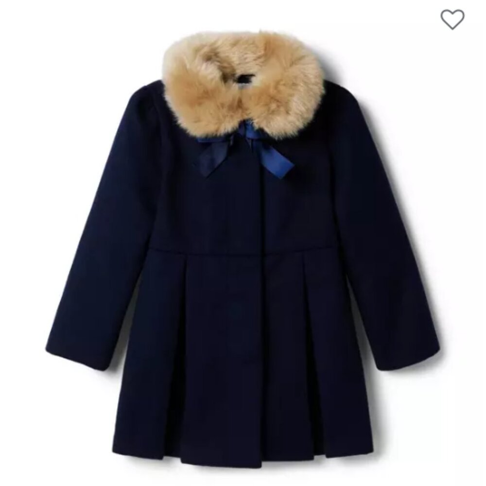 Janie and Jack Faux Fur Collar Coat, Navy, NWT, 2T